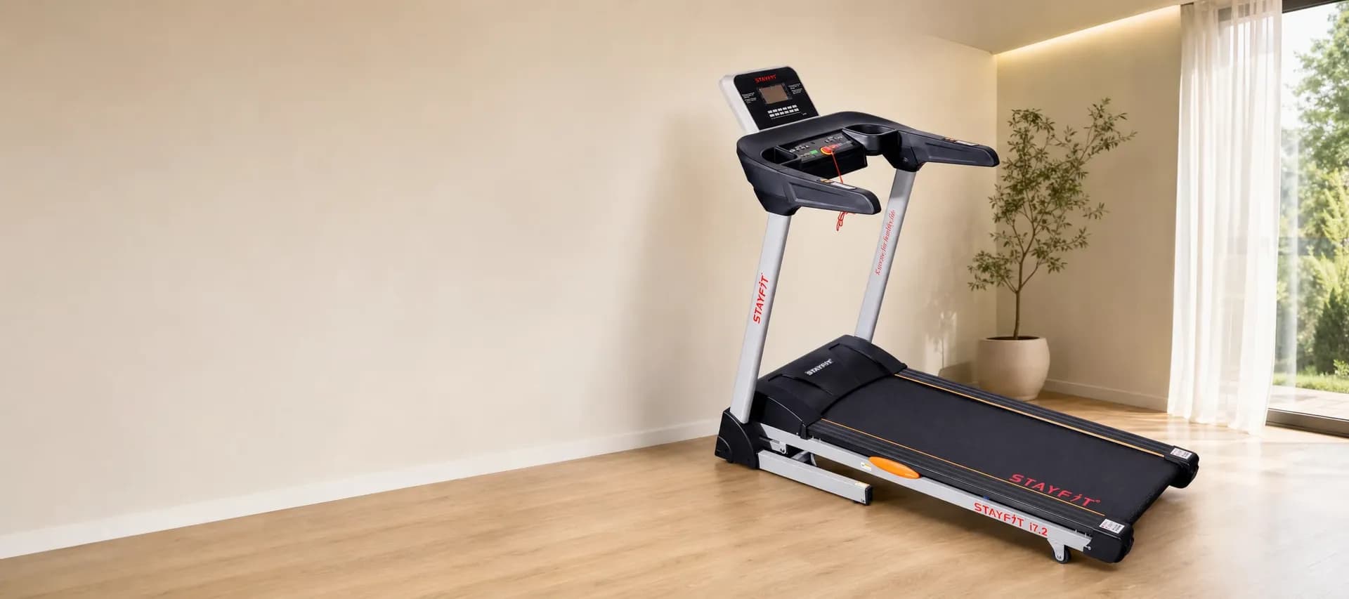 STAYFIT i7.2 Motorised Treadmill in a sunlit home fitness space